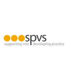 Logo with three orange circles and text: "SPVS supporting vets developing practice."