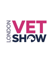 Logo of the London Vet Show with the words "London Vet Show" and a silhouette of a dog's head inside the letter "O" in "SHOW".